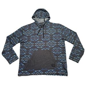 Vintage Y2K Hurley Western Print Dark Gray Pullover Hoodie Jacket Large